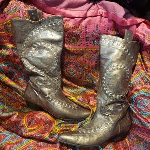 Sesto Meucci Silver Studded Western Cowboy Boots Women's Size 9